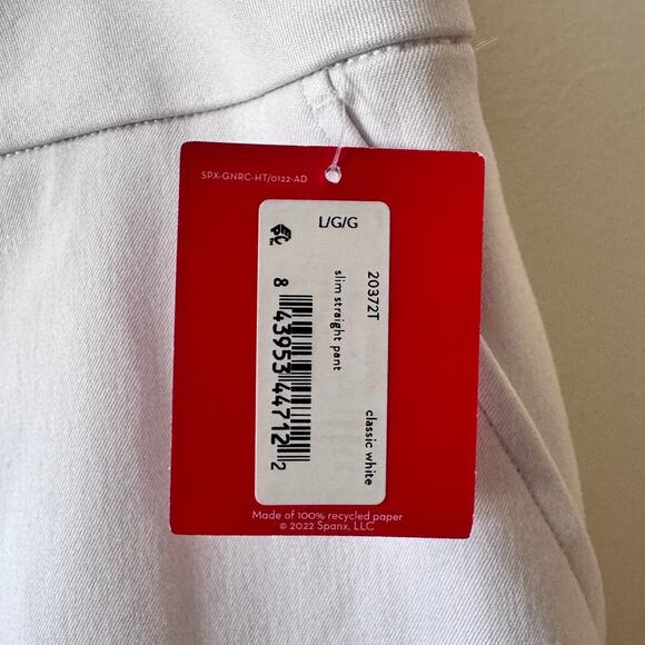 NWT Spanx Slim Straight Pant in Classic White Size Large - Picture 3 of 5